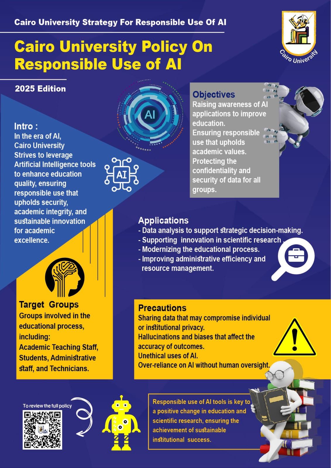 جامعة القاهرة تُطلق سياسة الاستخدام المسئول للذكاء الاصطناعي لعام 2025
