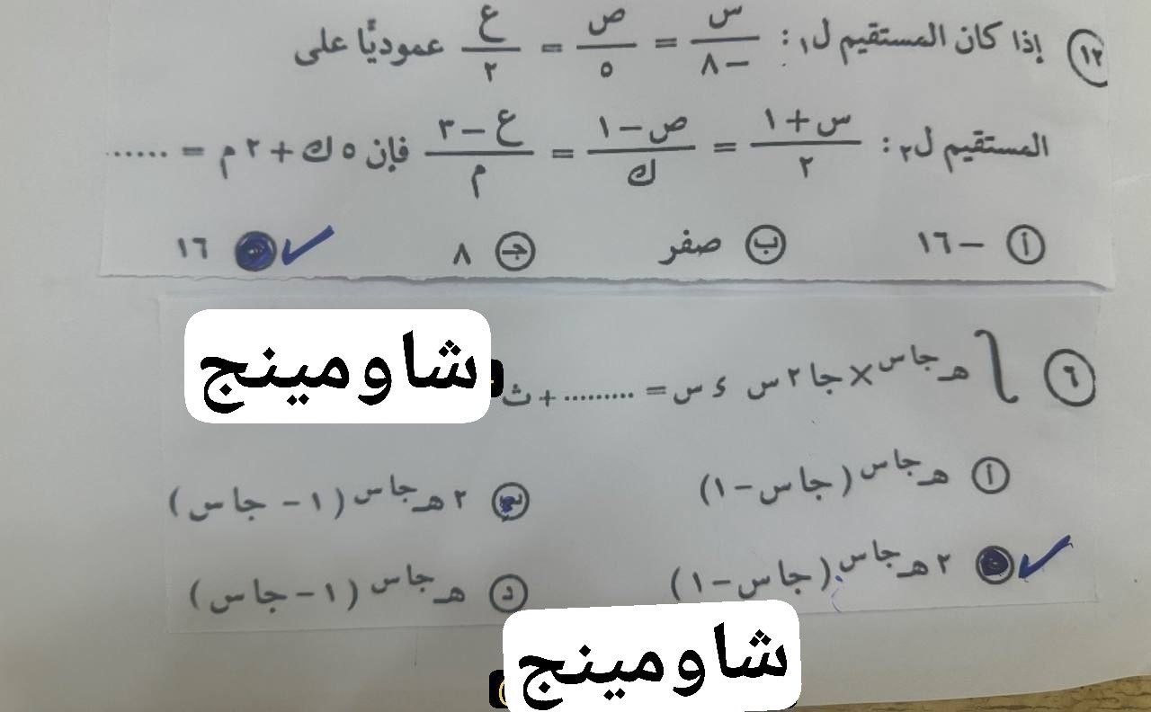 امتحان الرياضة البحتة الثانوية العامة 2025