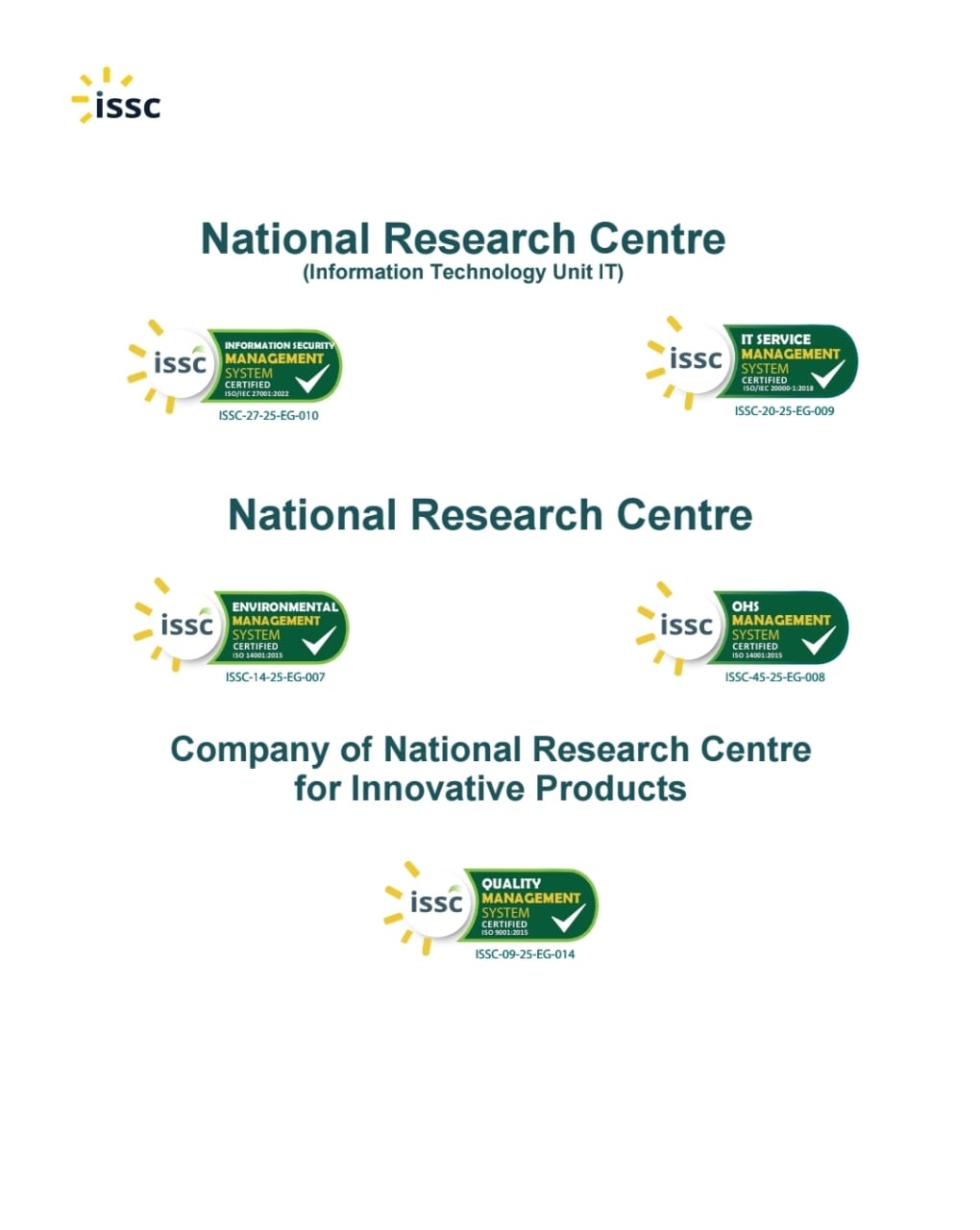 المركز القومي للبحوث يقود الابتكار والاستدامة في مصر ويحصل على شهادات الأيزو 