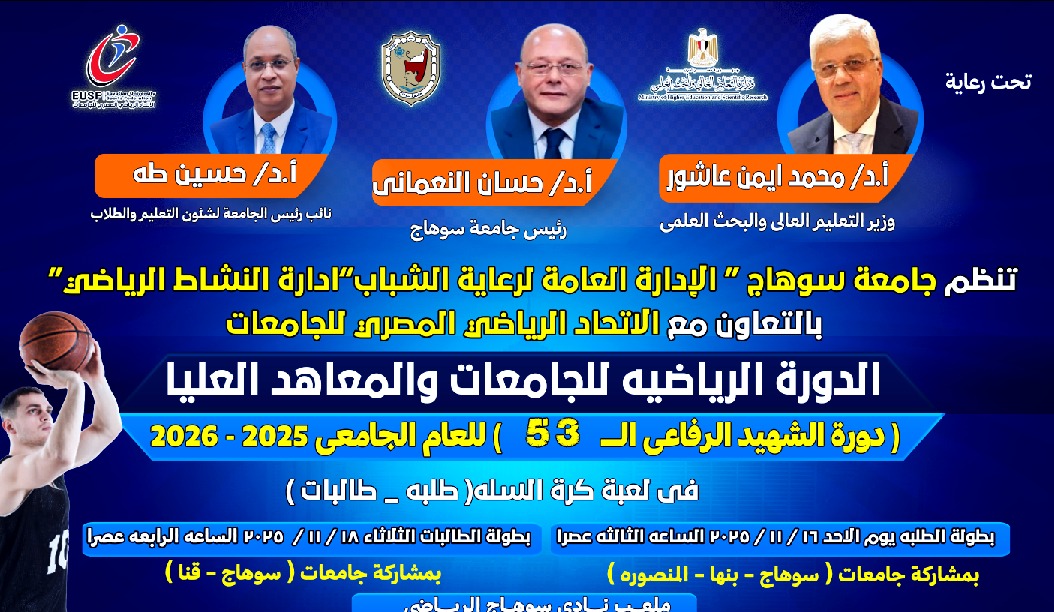 جامعة سوهاج تتصدر بطولة كرة السلة 2025 وتصعد للدور النهائي