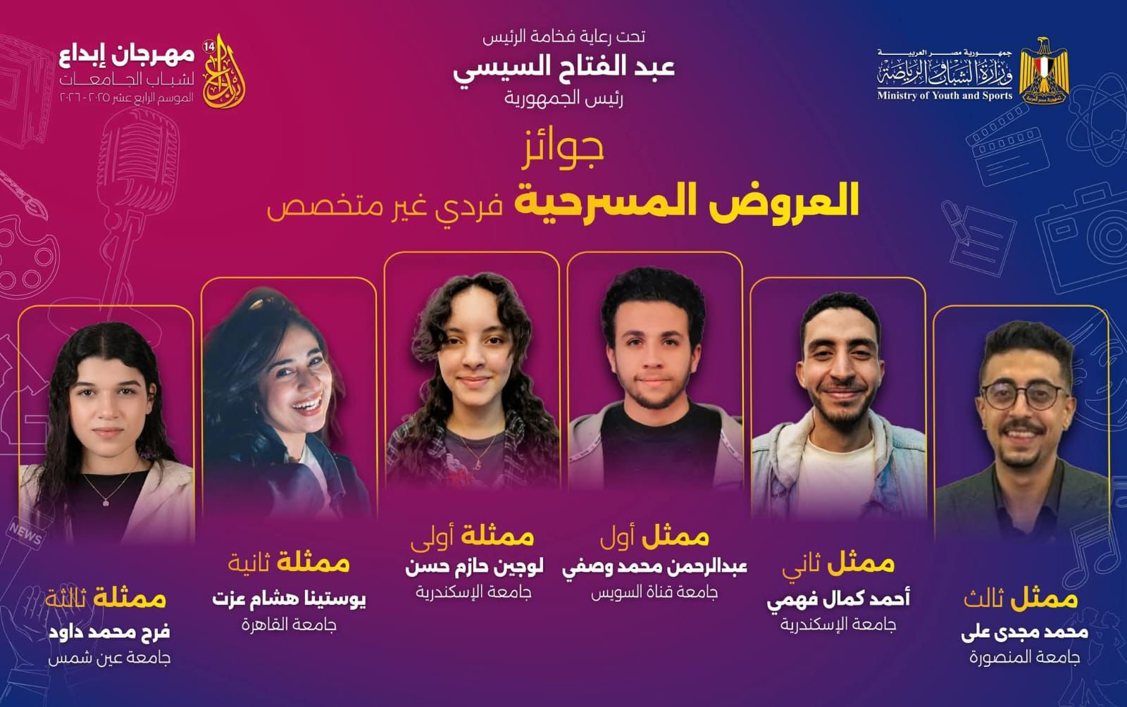 جامعة عين شمس تواصل التألق في إبداع 14 وتحصد جوائز فنية