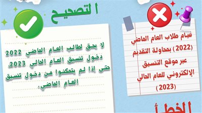 مكتب التنسيق يكشف احقية طلاب العام الماضي بالتسجيل فى تنسيق الجامعات 2023