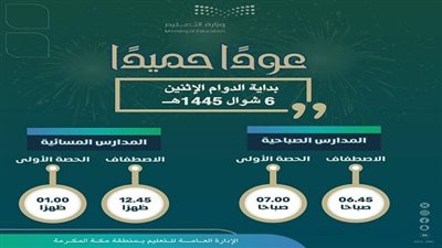 عاجل | تعليم منطقة مكة تعلن موعد عودة الدراسة والتقويم الدراسي الجديد اعتبارًا من غدٍ الإثنين