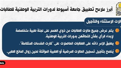 ضوابط تطبيق دورات التربية الوطنية لطالبات جامعة أسيوط لعام 2024-2025