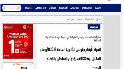 تأكيدا لانفراد السبورة: التعليم تعلن إتاحة أرقام جلوس الثانوية العامة اليوم الأربعاء..أعرف رقم جلوسك الان 