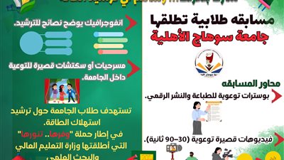 جامعة سوهاج الأهلية تطلق منافسة طلابية لترشيد الطاقة ضمن مبادرة وفرها.. تنورها