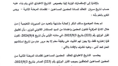 تعاقدات المعلمين المساعدين    